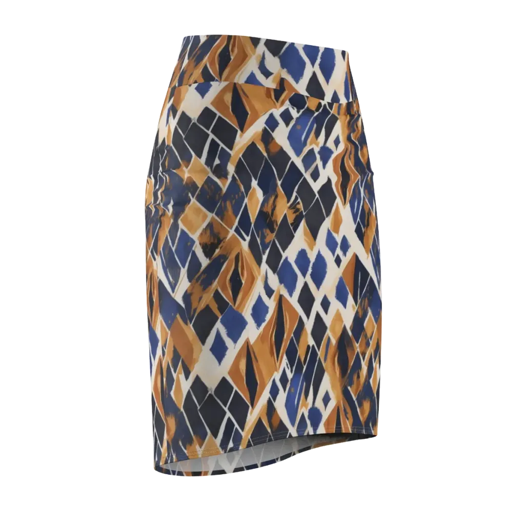 Cobalt Ember Argyle on Pencil Skirt — Front Side