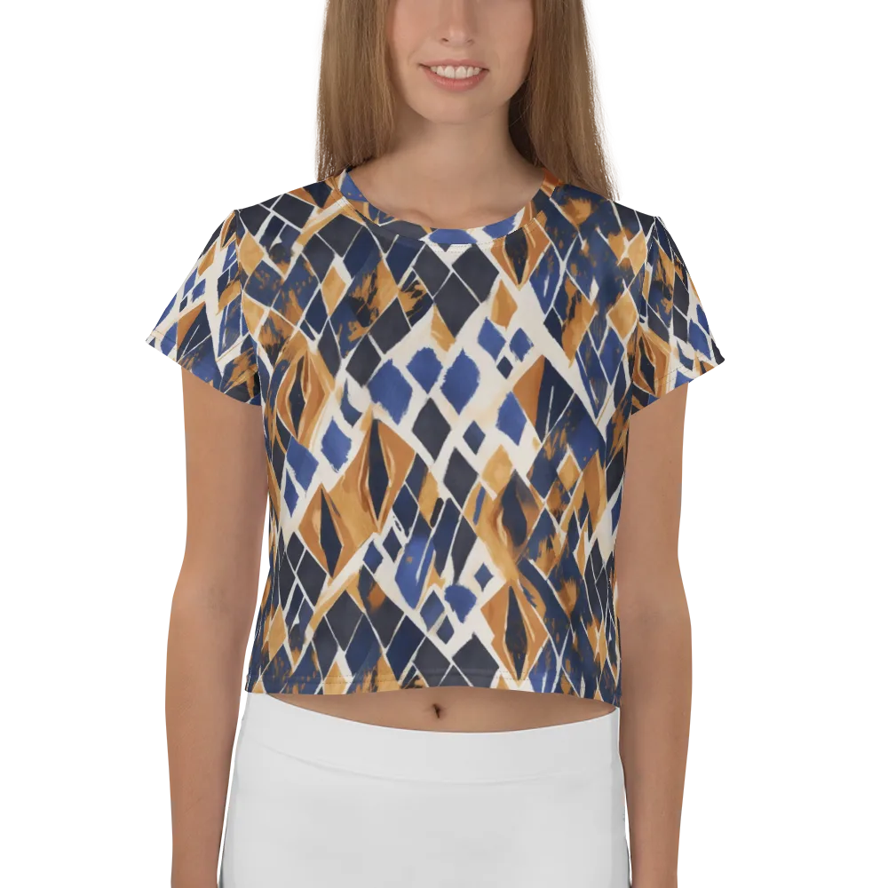 Cobalt Ember Argyle on Crop Tee — Front
