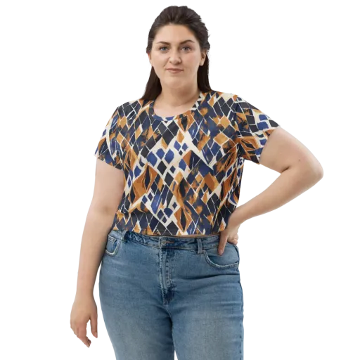 Cobalt Ember Argyle on a Crop Tee