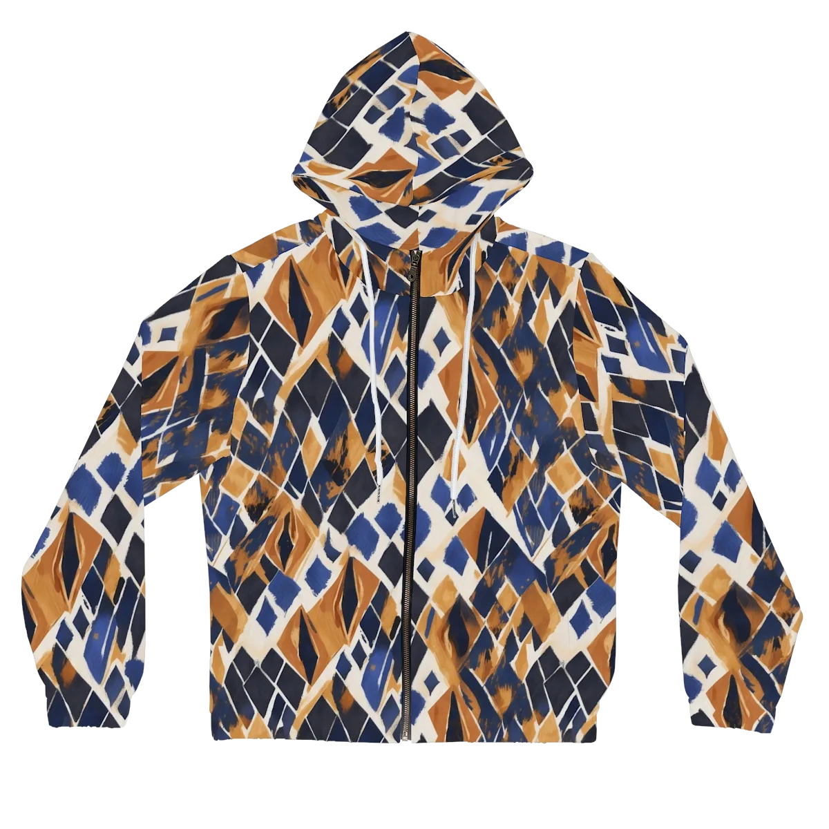 Cobalt Ember Argyle on Women's Full-Zip Hoodie — Front