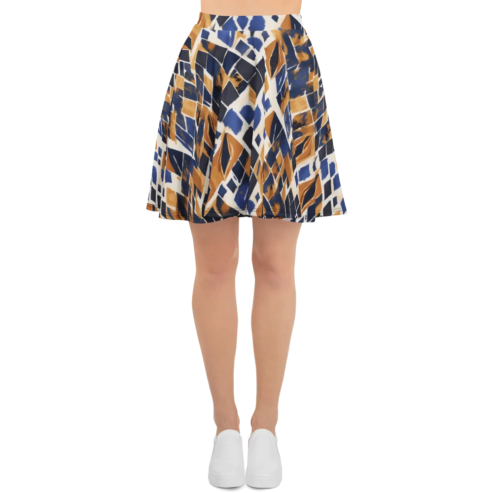 Cobalt Ember Argyle on Skater Skirt — Front