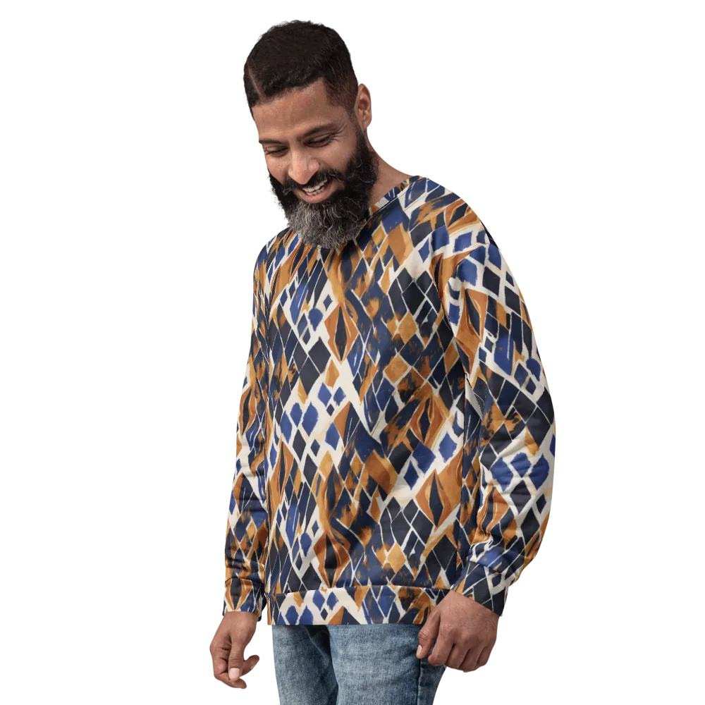 Cobalt Ember Argyle on Sweatshirt — Left Front