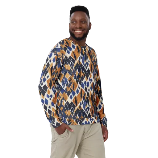 Cobalt Ember Argyle on a Sweatshirt