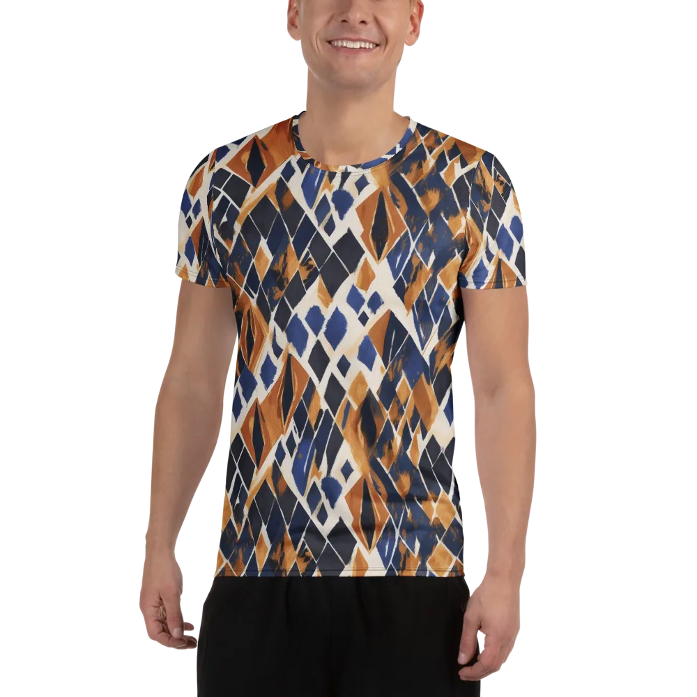 Cobalt Ember Argyle on Men's Athletic T-Shirt — Front
