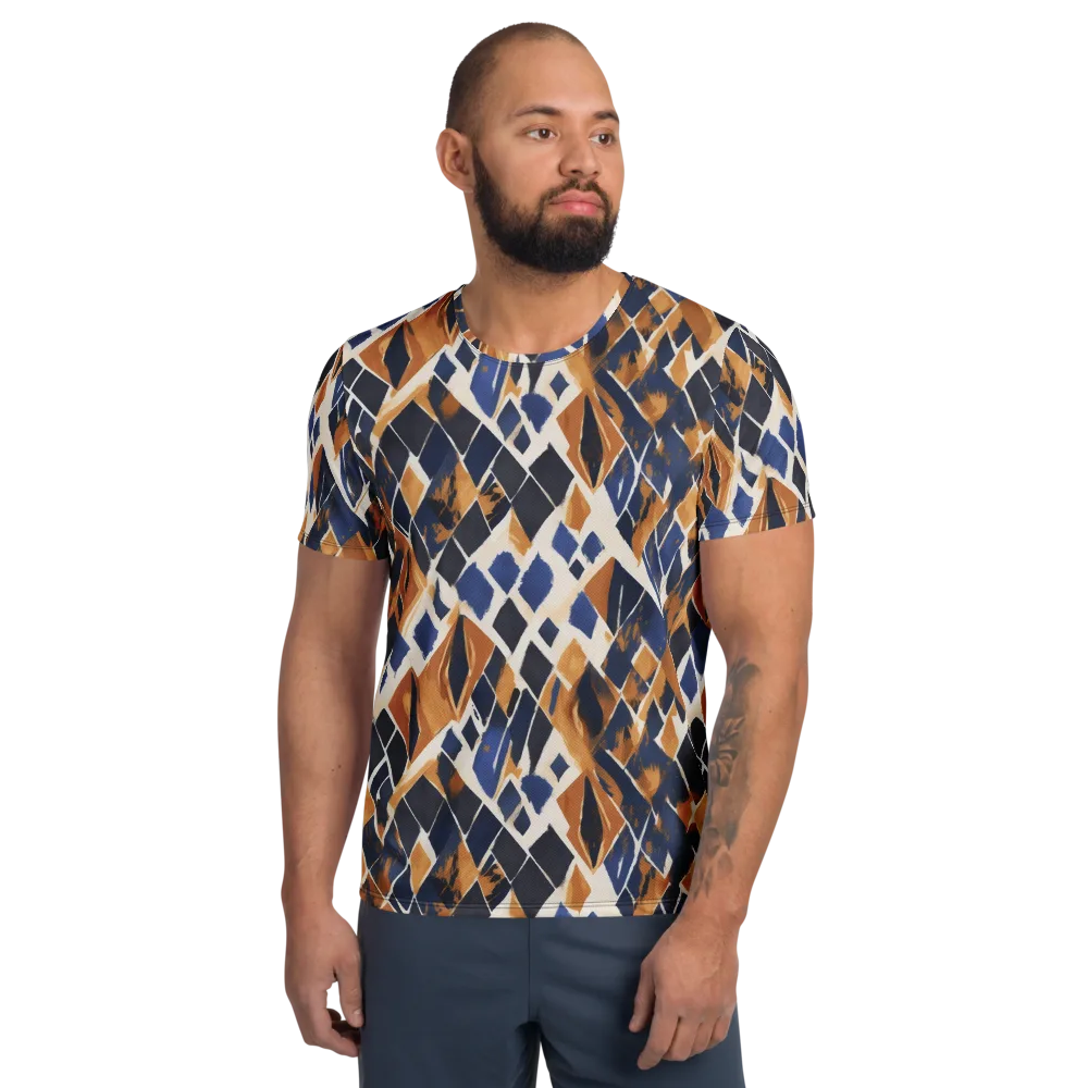 Cobalt Ember Argyle on Men's Athletic T-Shirt — Front