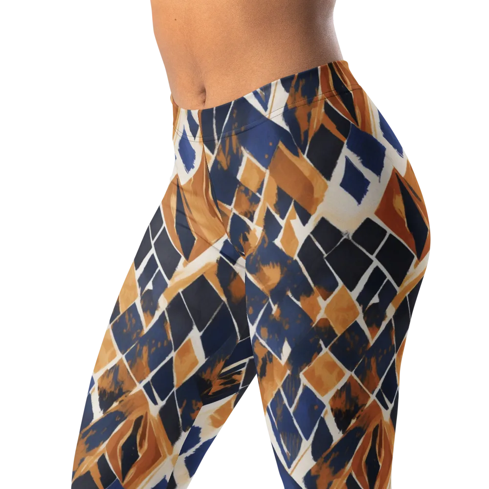 Cobalt Ember Argyle on Leggings — Left Front
