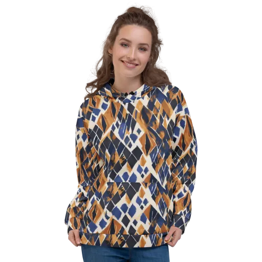 Cobalt Ember Argyle on a Hoodie