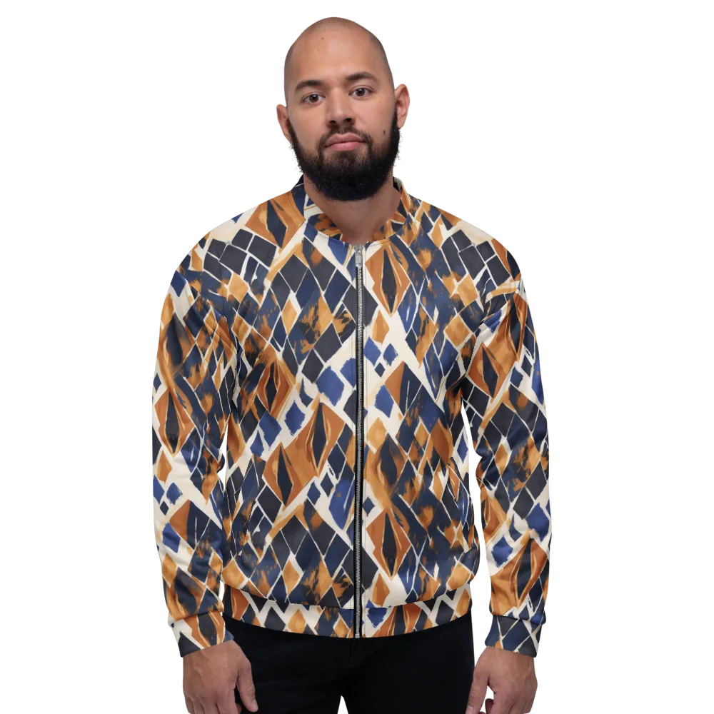 Cobalt Ember Argyle on Bomber Jacket — Front