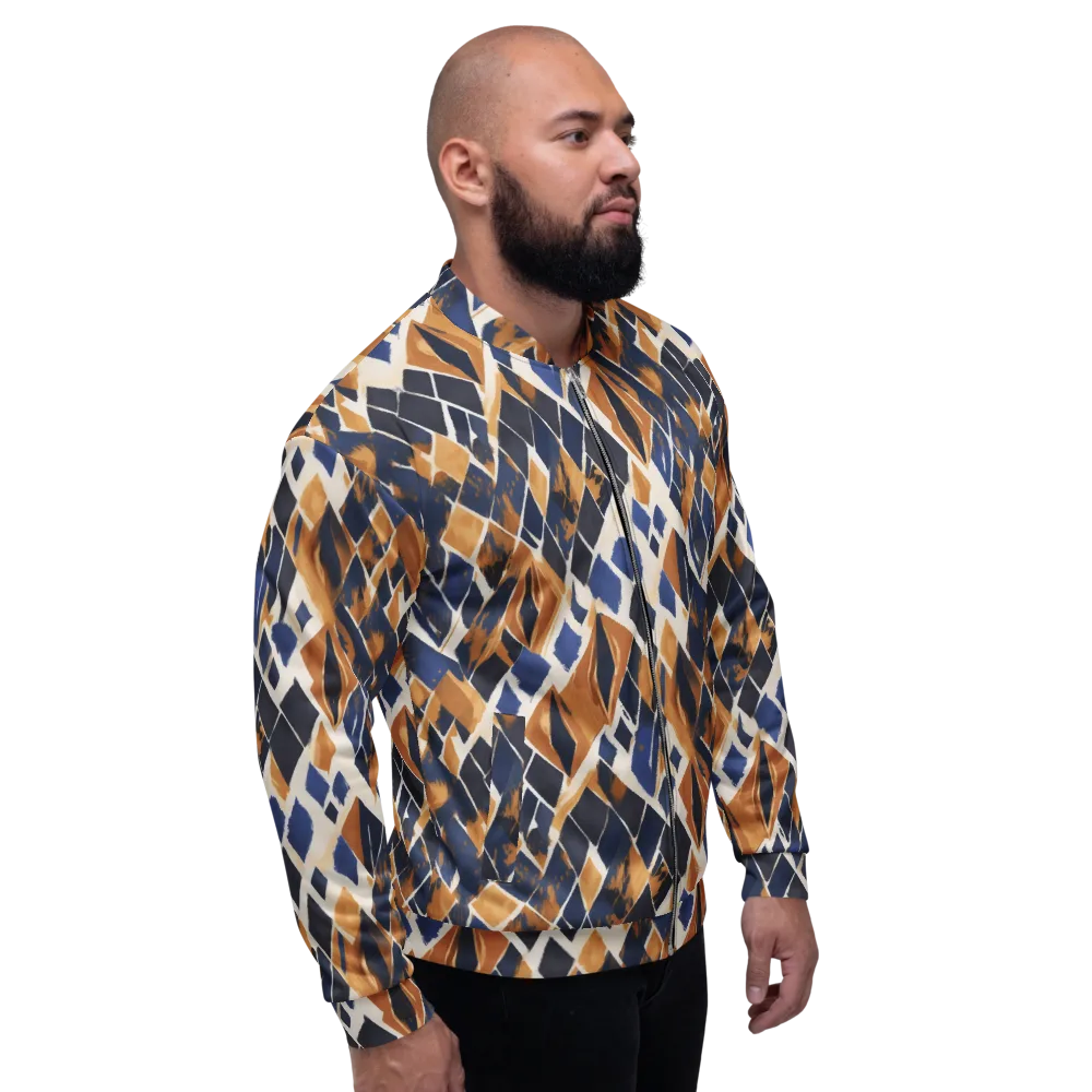 Cobalt Ember Argyle on Bomber Jacket — Right