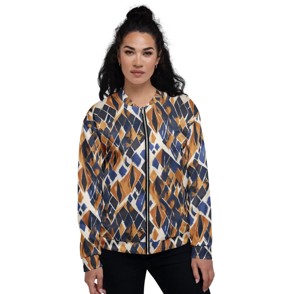 Cobalt Ember Argyle on Bomber Jacket — Front