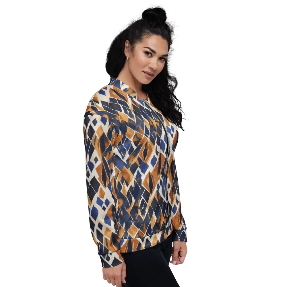 Cobalt Ember Argyle on Bomber Jacket — Right