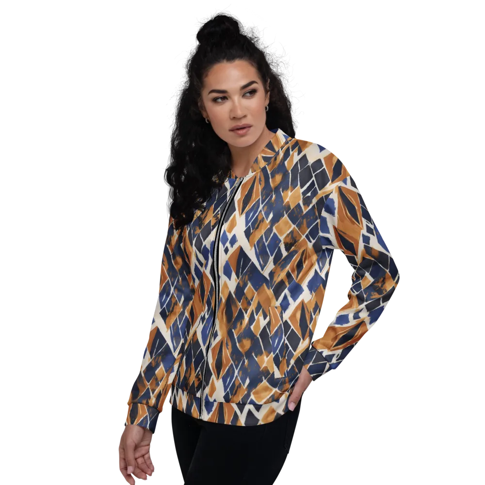 Cobalt Ember Argyle on Bomber Jacket — Left