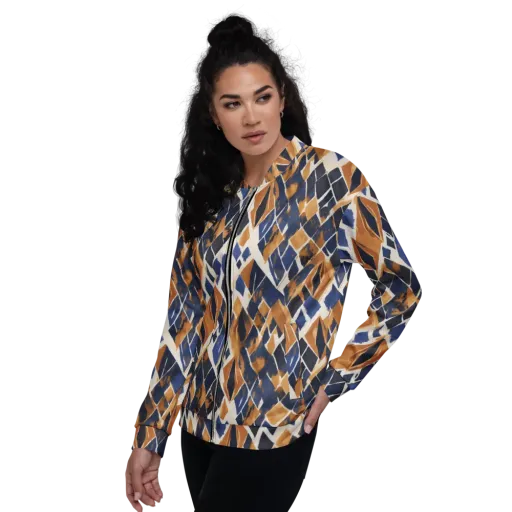 Cobalt Ember Argyle on a Bomber Jacket