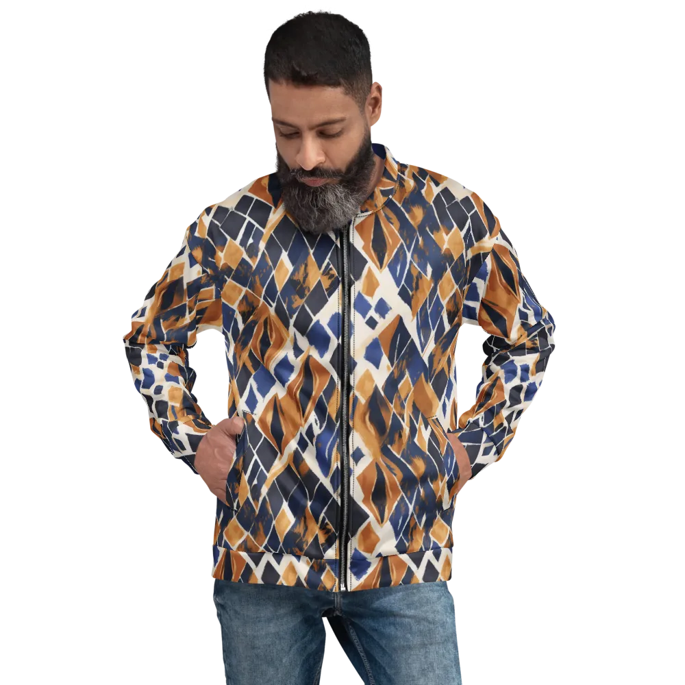 Cobalt Ember Argyle on Bomber Jacket — Front
