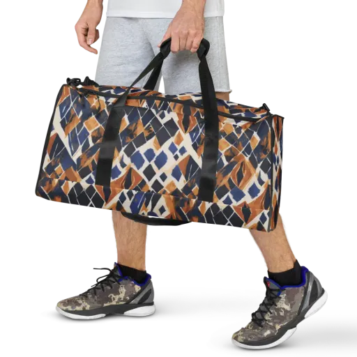 Cobalt Ember Argyle on a Duffle Bag