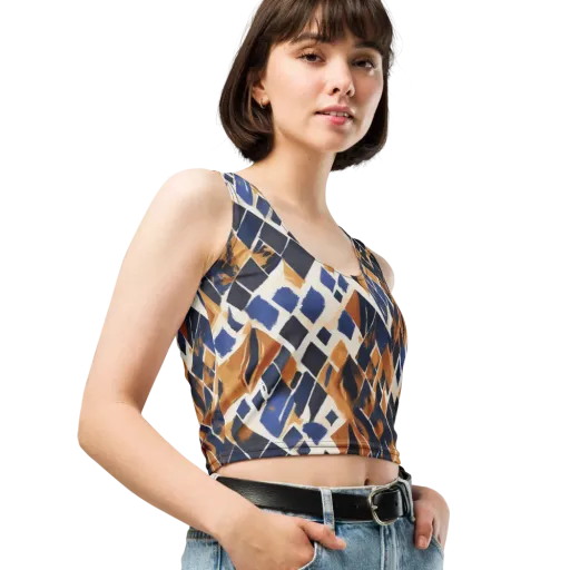Cobalt Ember Argyle on a Crop Top