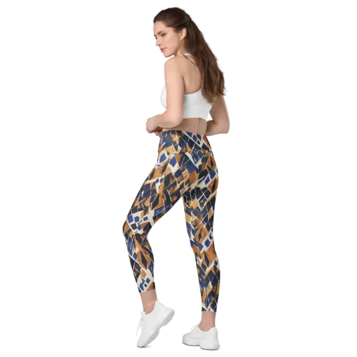 Cobalt Ember Argyle on a Leggings with Pockets