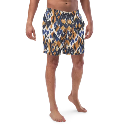 Cobalt Ember Argyle on a Swim Trunks