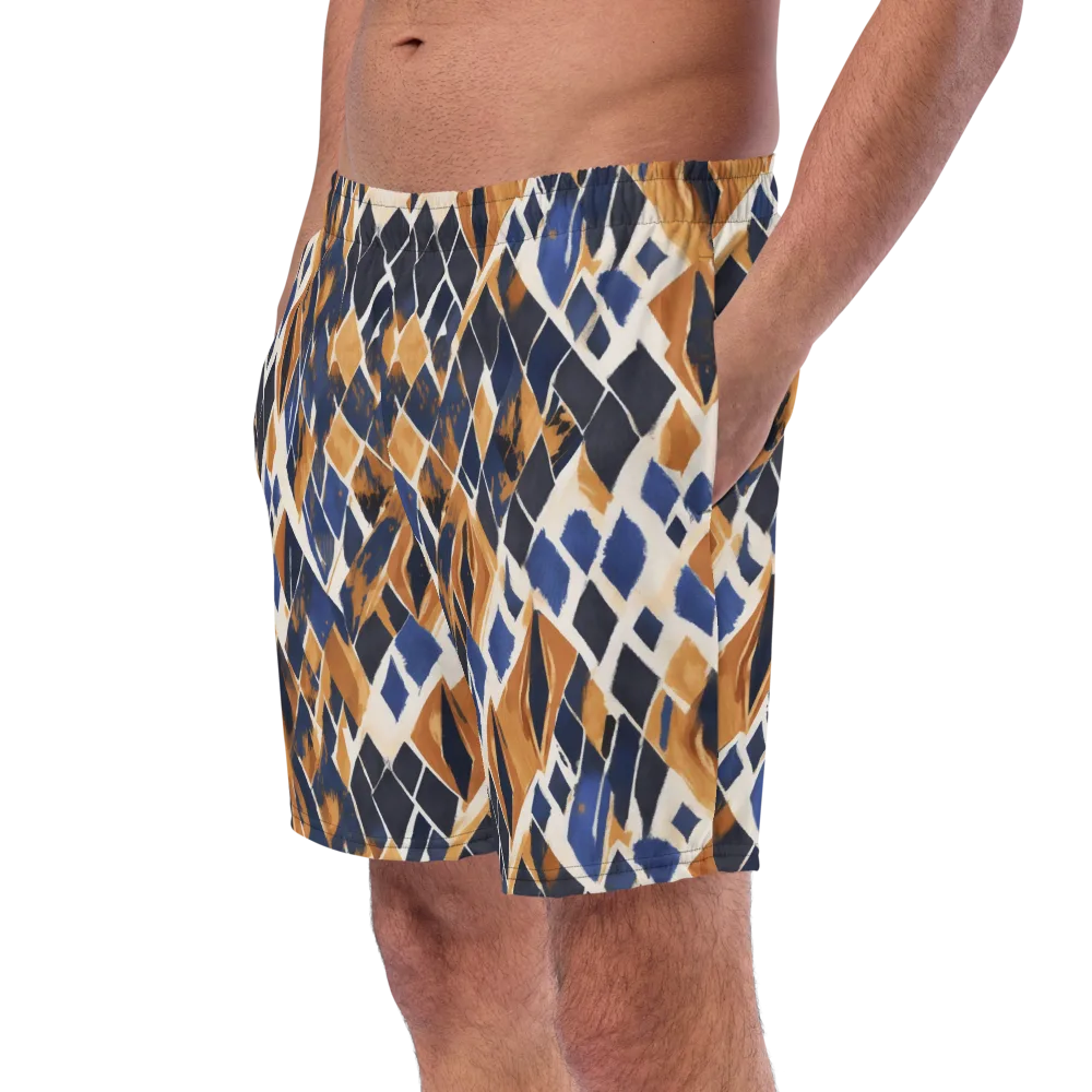 Cobalt Ember Argyle on Swim Trunks — Left Front