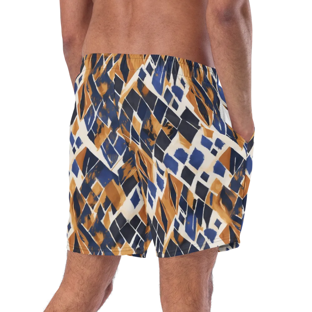 Cobalt Ember Argyle on Swim Trunks — Right Back