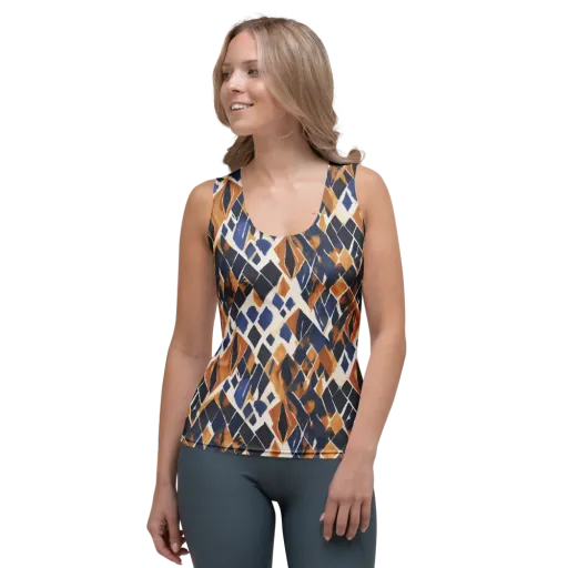 Cobalt Ember Argyle on a Women's Tank Top