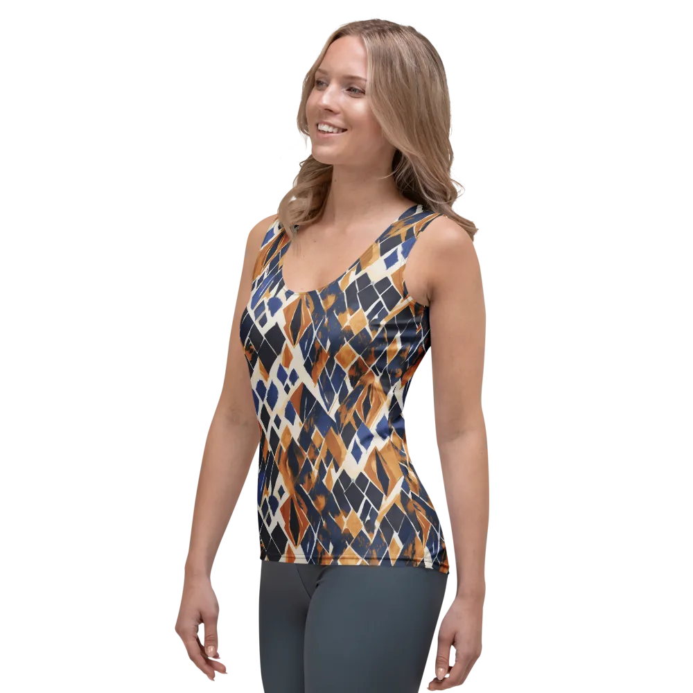 Cobalt Ember Argyle on Women's Tank Top — Left Front