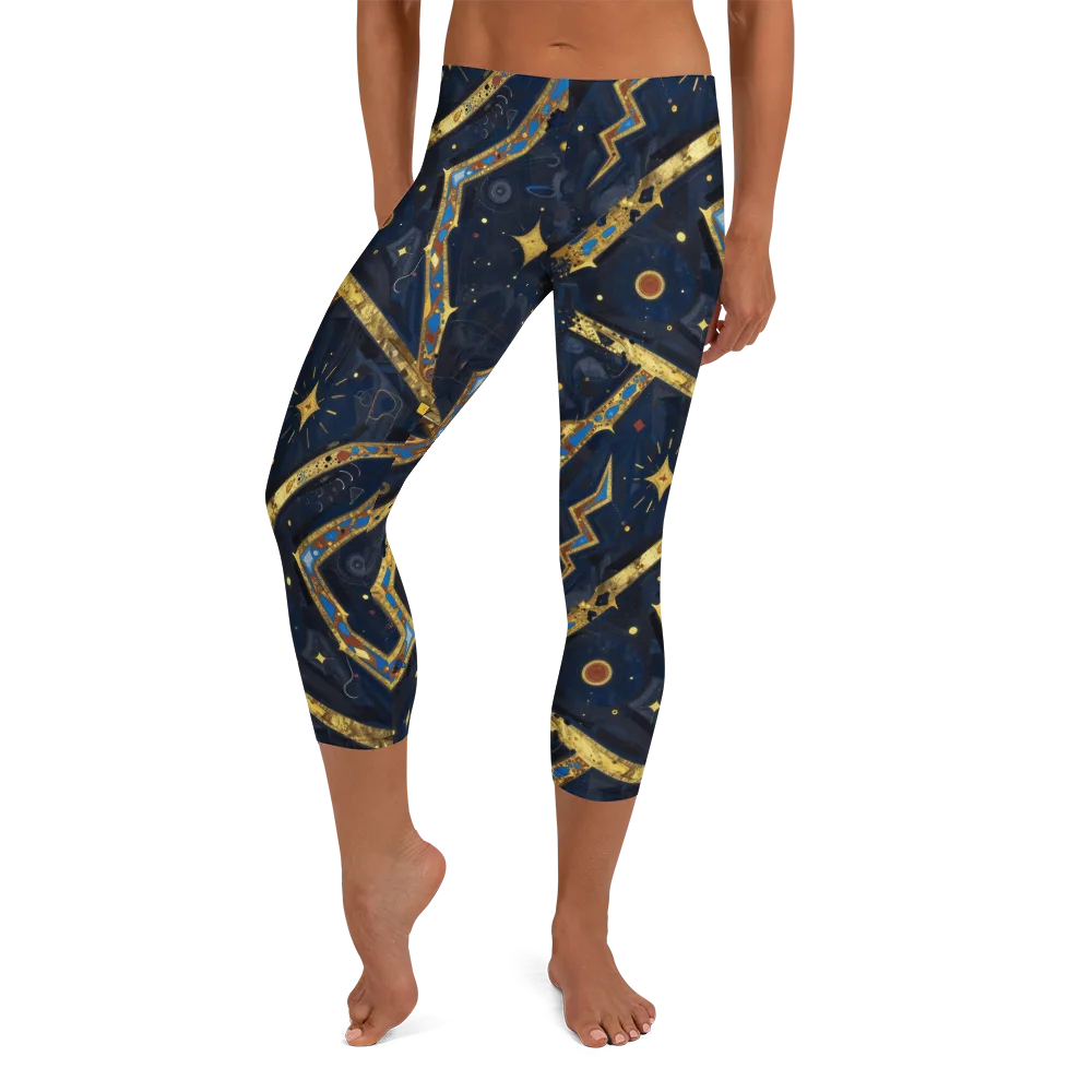 Astral Gilded Circuit on Capri Leggings — Front