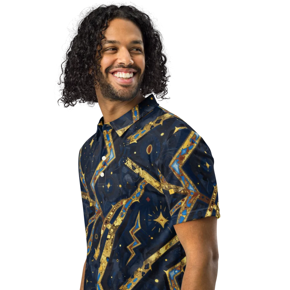 Astral Gilded Circuit on Men's Slim Fit Polo Shirt — Left Front