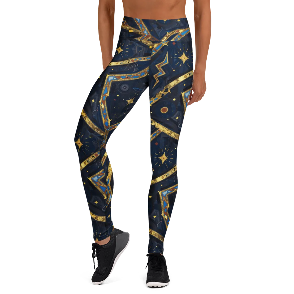 Astral Gilded Circuit on Yoga Leggings — Front