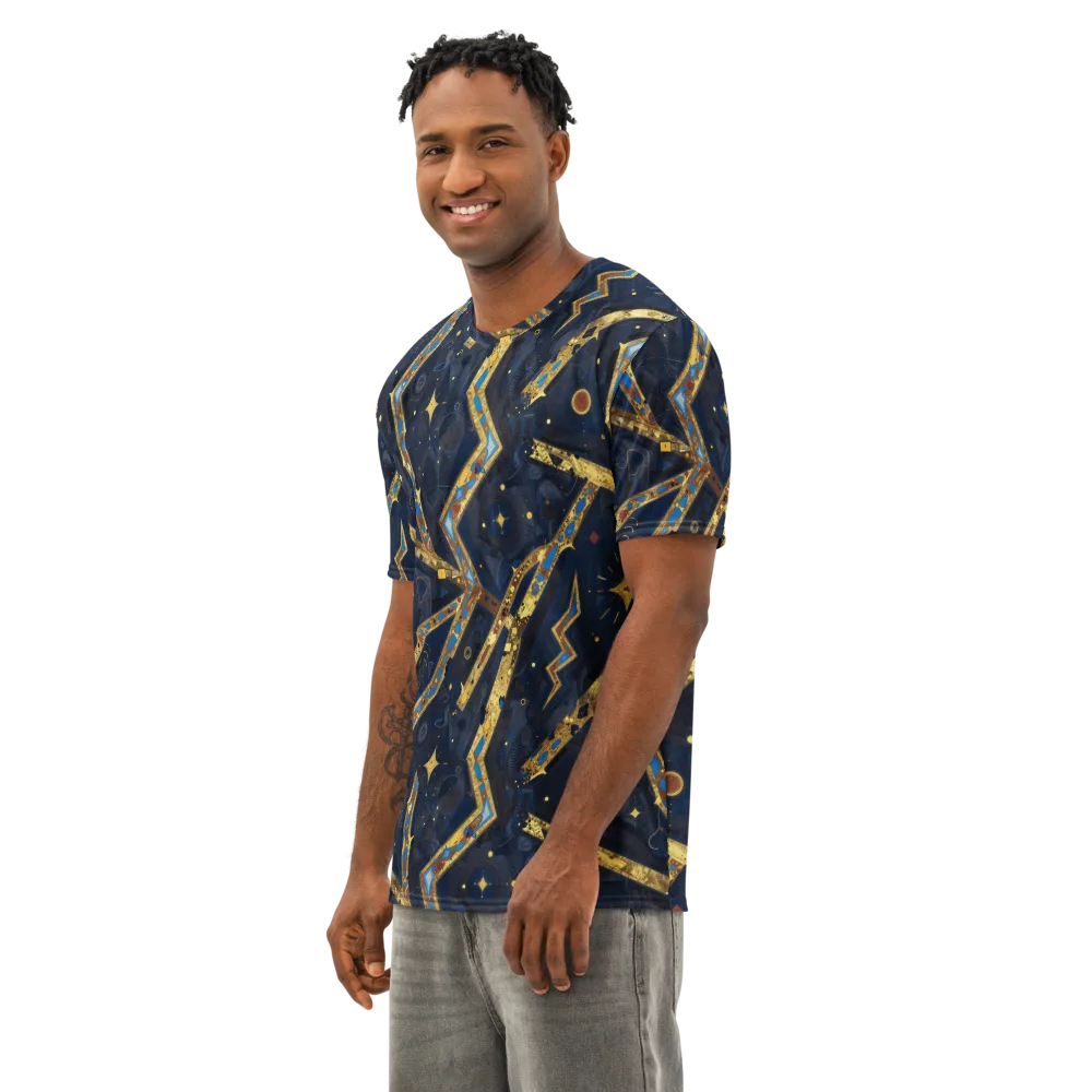 Astral Gilded Circuit on Men's Cotton Crew Neck T-Shirt — Left Front