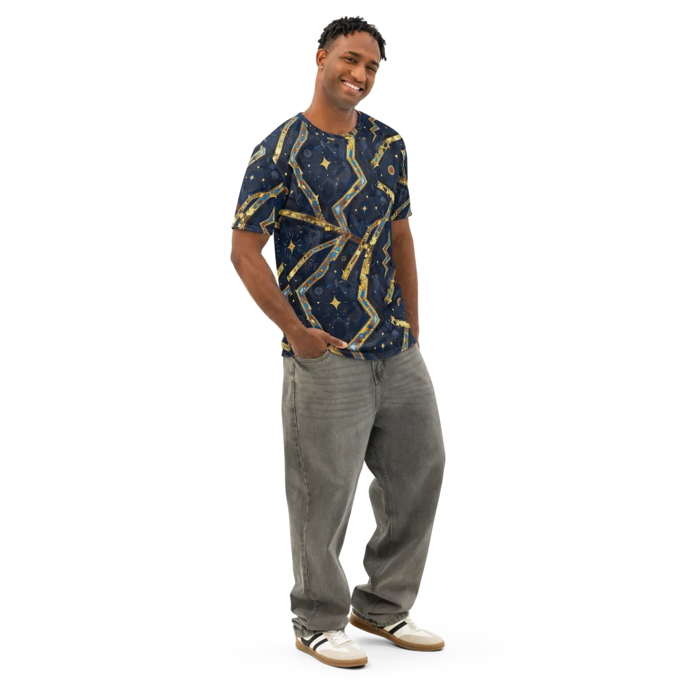 Astral Gilded Circuit on Men's Cotton Crew Neck T-Shirt — Right Front