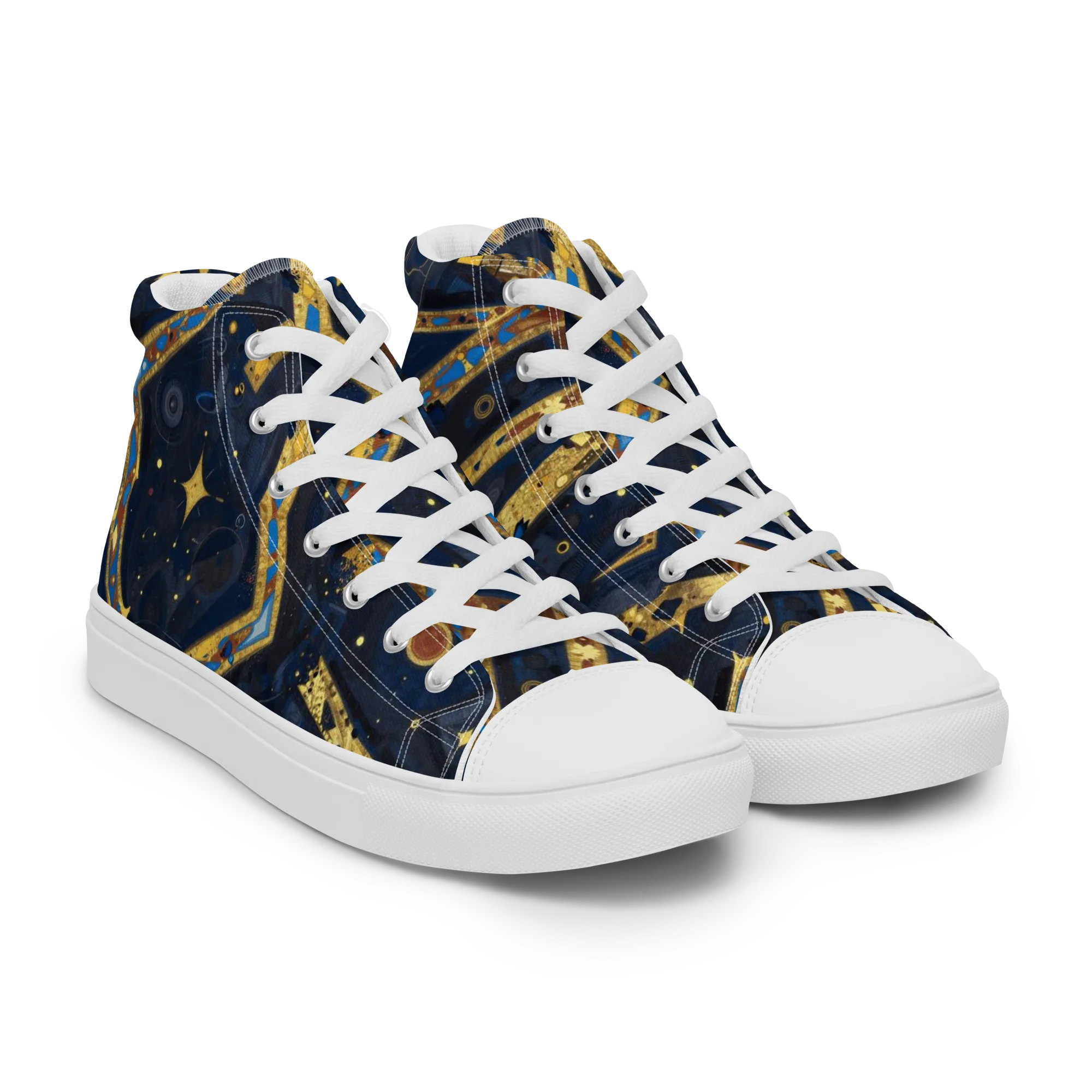 Astral Gilded Circuit on Men's High Top Canvas Shoes — Right Front