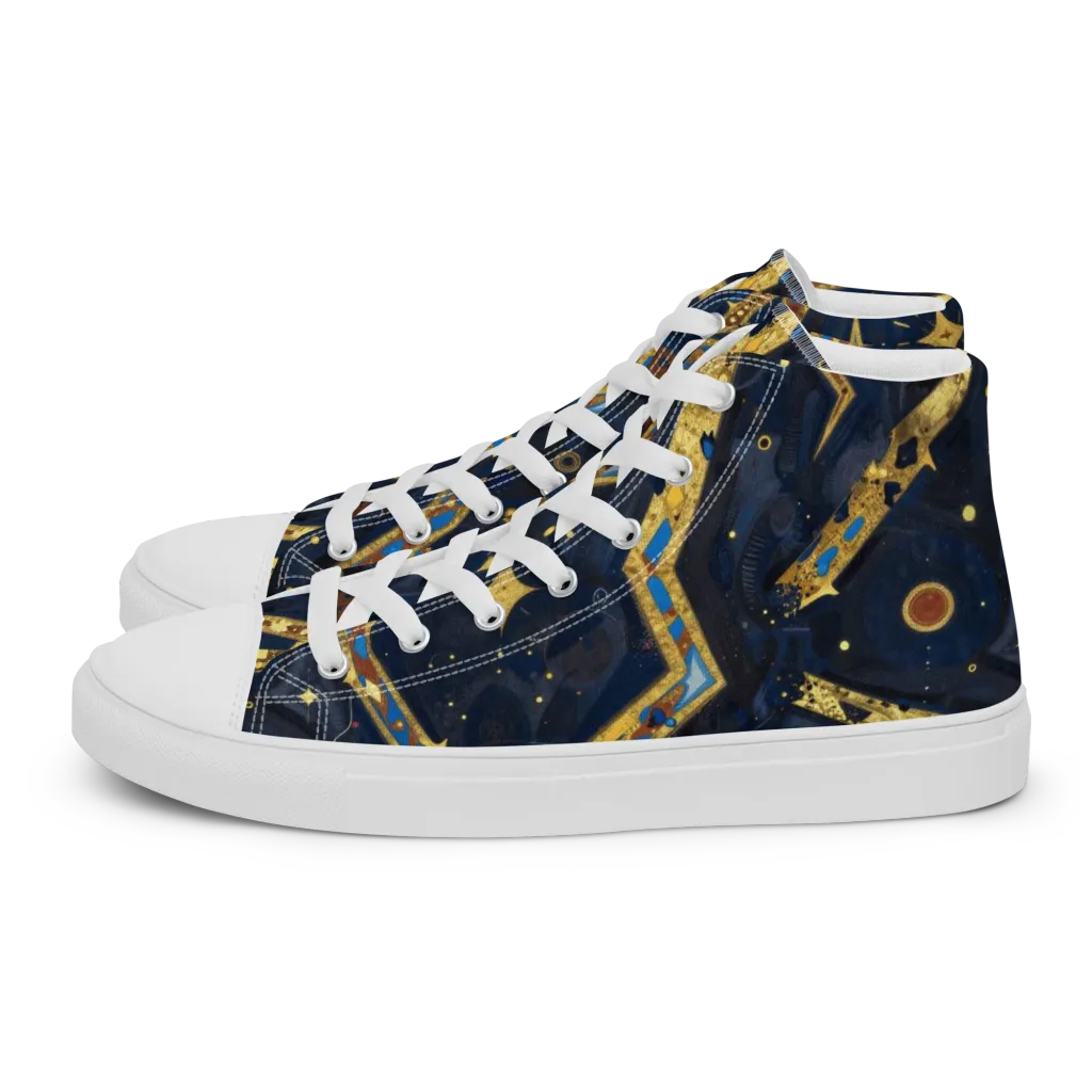 Astral Gilded Circuit on Men's High Top Canvas Shoes — Left