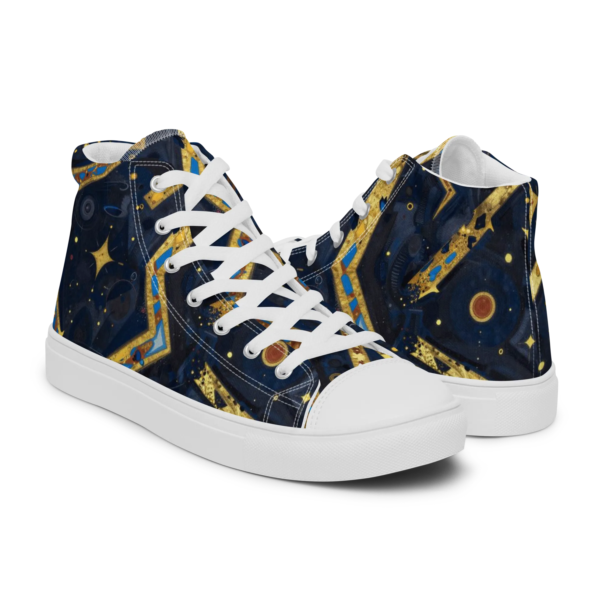 Astral Gilded Circuit on Men's High Top Canvas Shoes — Right