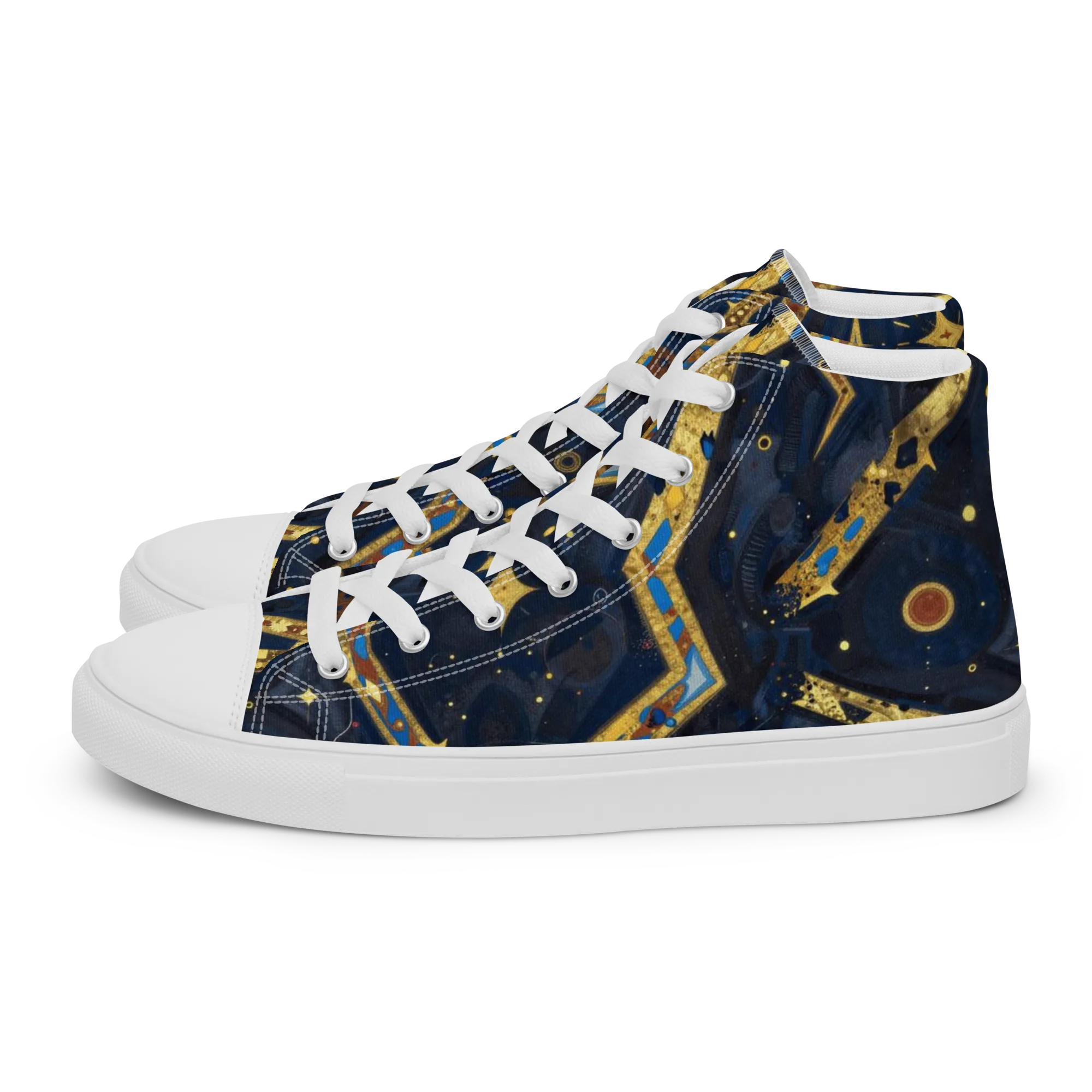 Astral Gilded Circuit on Women's High Top Canvas Shoes — Left