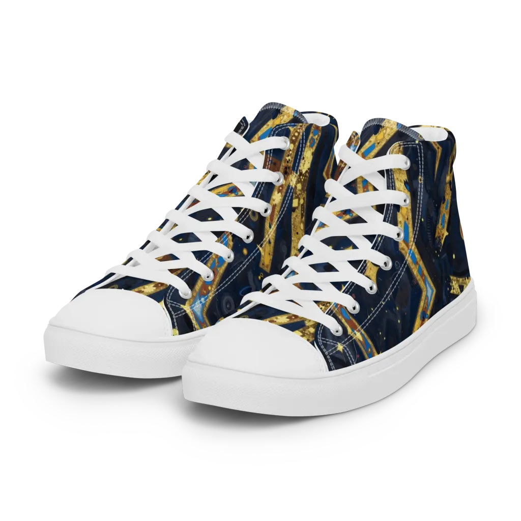Astral Gilded Circuit on Women's High Top Canvas Shoes — Left Front