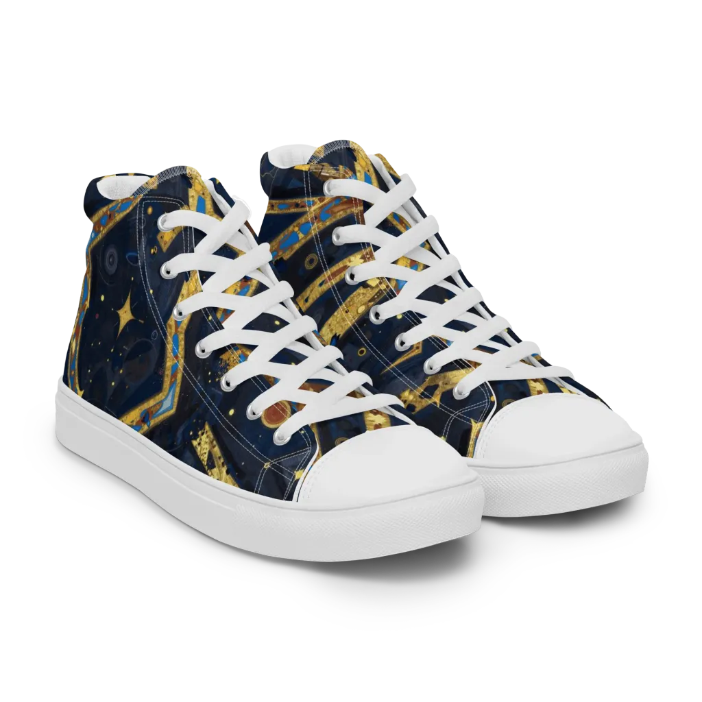 Astral Gilded Circuit on Women's High Top Canvas Shoes — Right Front