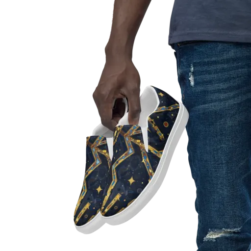 Astral Gilded Circuit on a Men's Slip-On Canvas Shoes