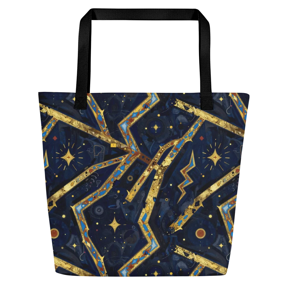 Astral Gilded Circuit on Large Tote Bag W/ Pocket — Front