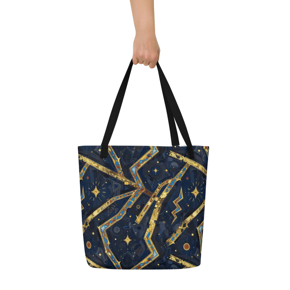 Astral Gilded Circuit on Large Tote Bag W/ Pocket — Front