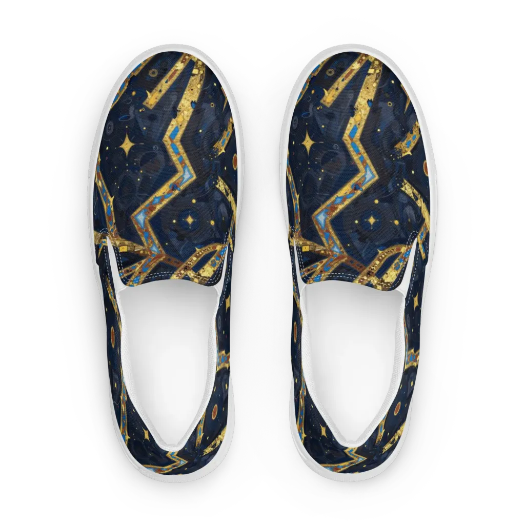 Astral Gilded Circuit on Women's Slip-On Canvas Shoes — Front