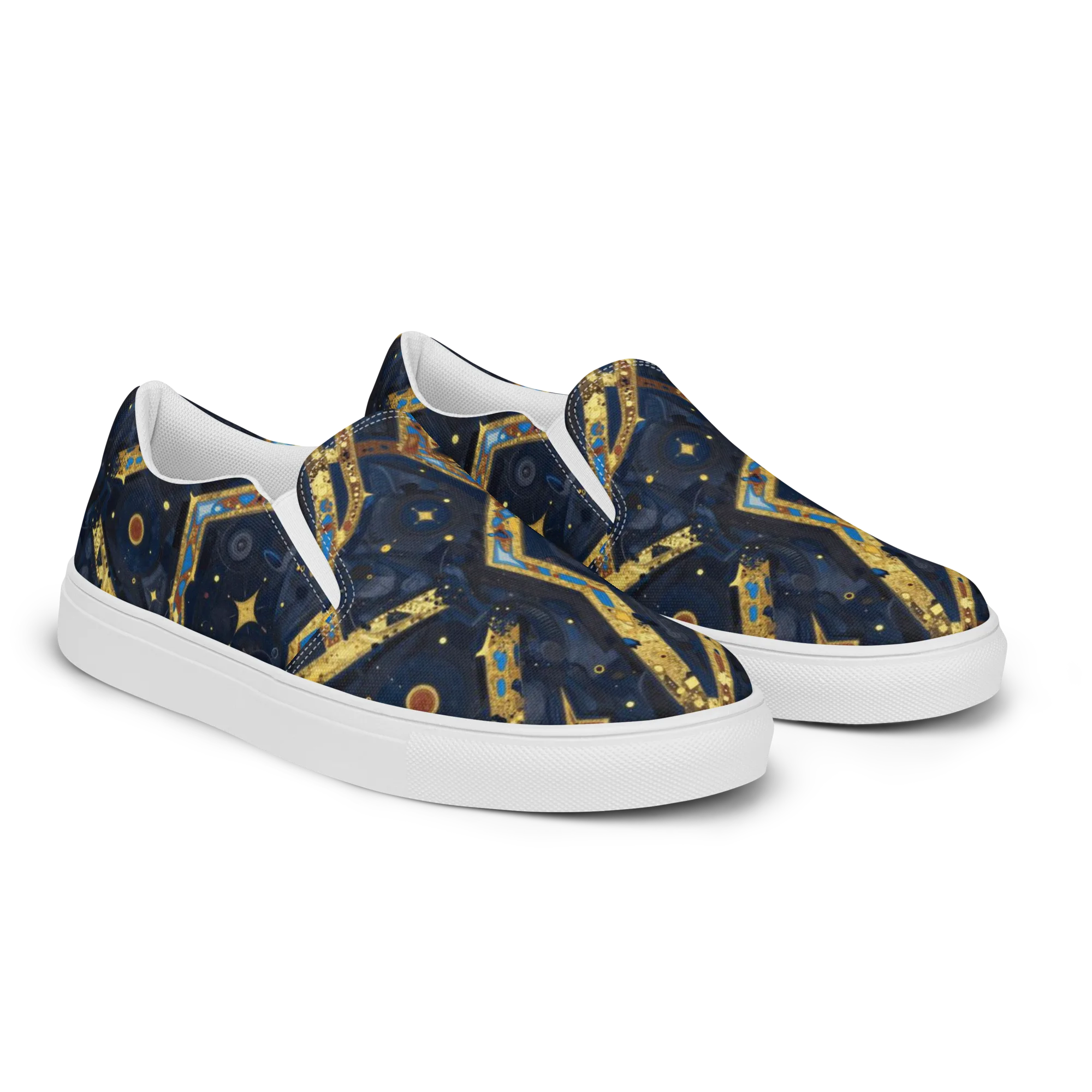 Astral Gilded Circuit on Women's Slip-On Canvas Shoes — Right Front