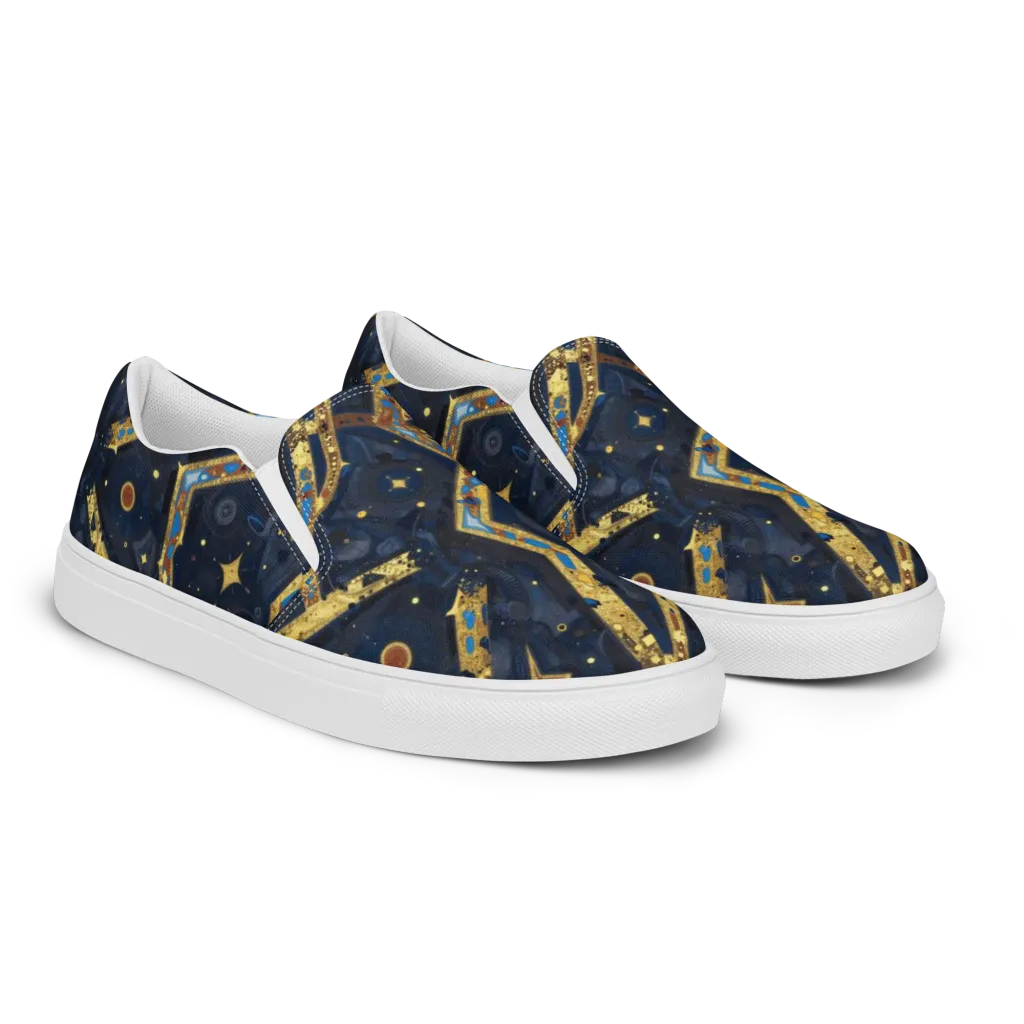 Astral Gilded Circuit on Women's Slip-On Canvas Shoes — Right Front