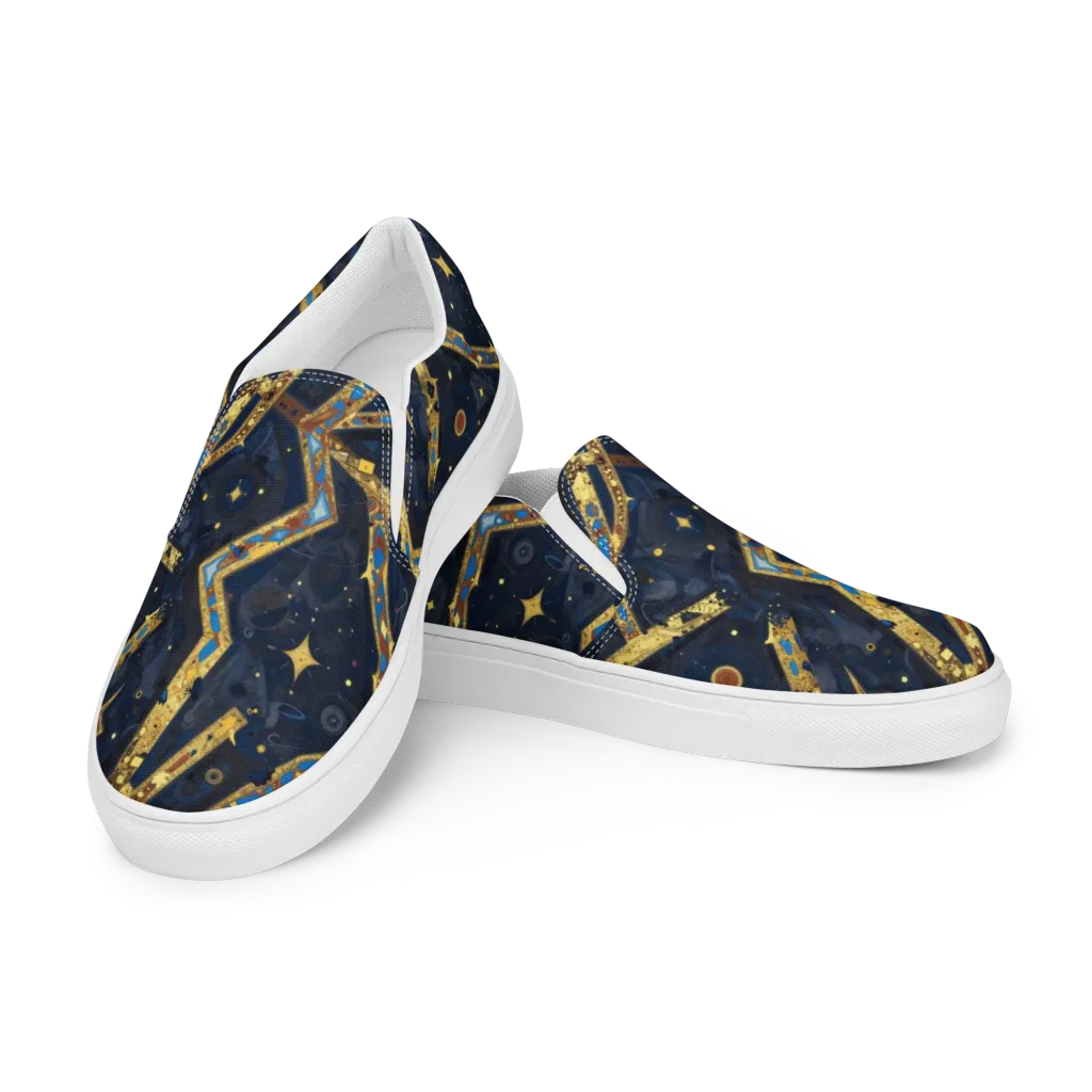 Astral Gilded Circuit on Women's Slip-On Canvas Shoes — Left Front