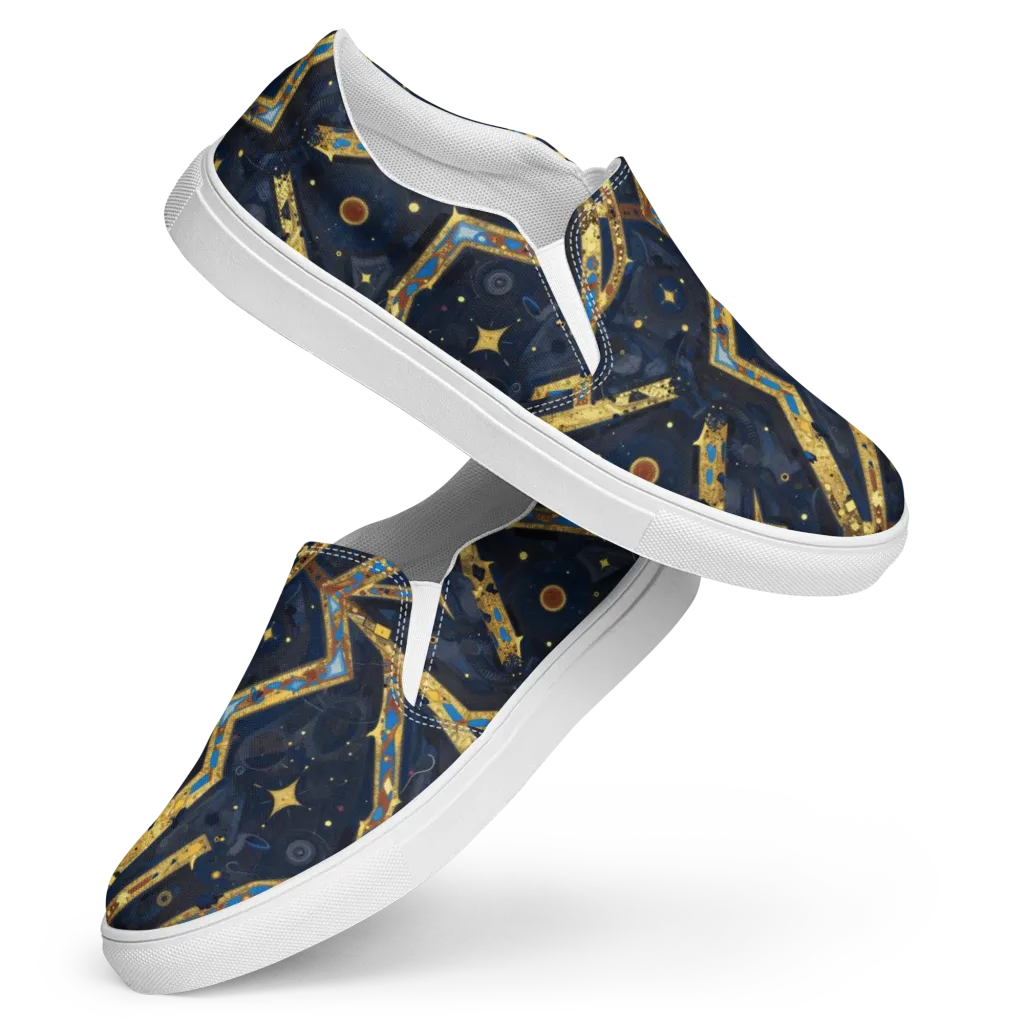 Astral Gilded Circuit on Women's Slip-On Canvas Shoes — Front
