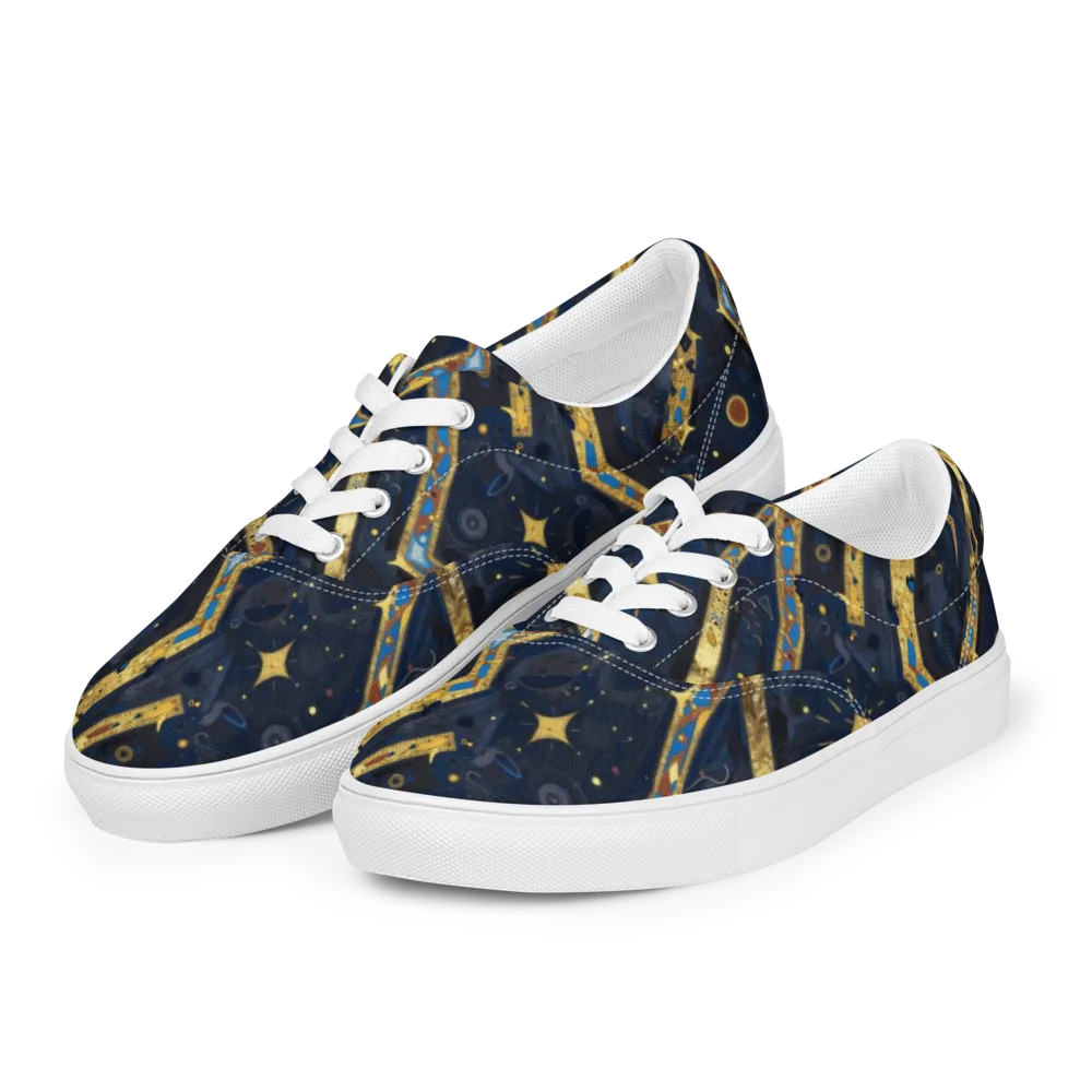 Astral Gilded Circuit on Men's Lace-Up Canvas Shoes — Left Front
