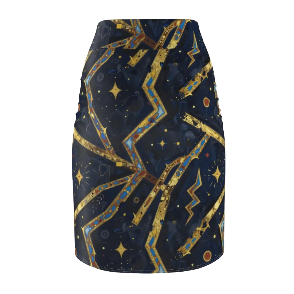 Astral Gilded Circuit on Pencil Skirt — Back