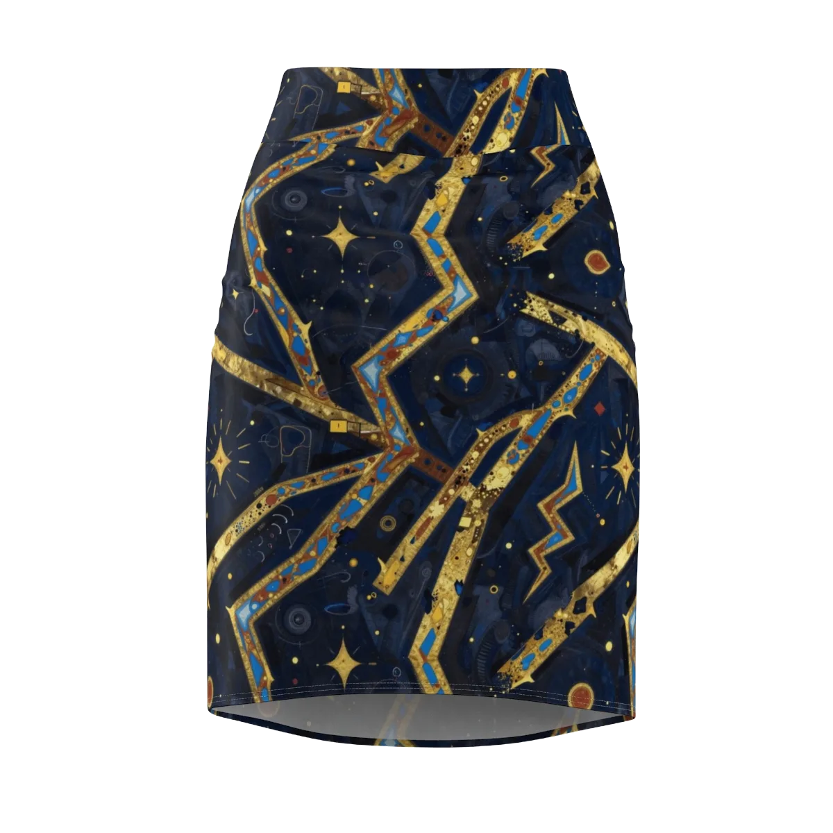 Astral Gilded Circuit on Pencil Skirt — Front