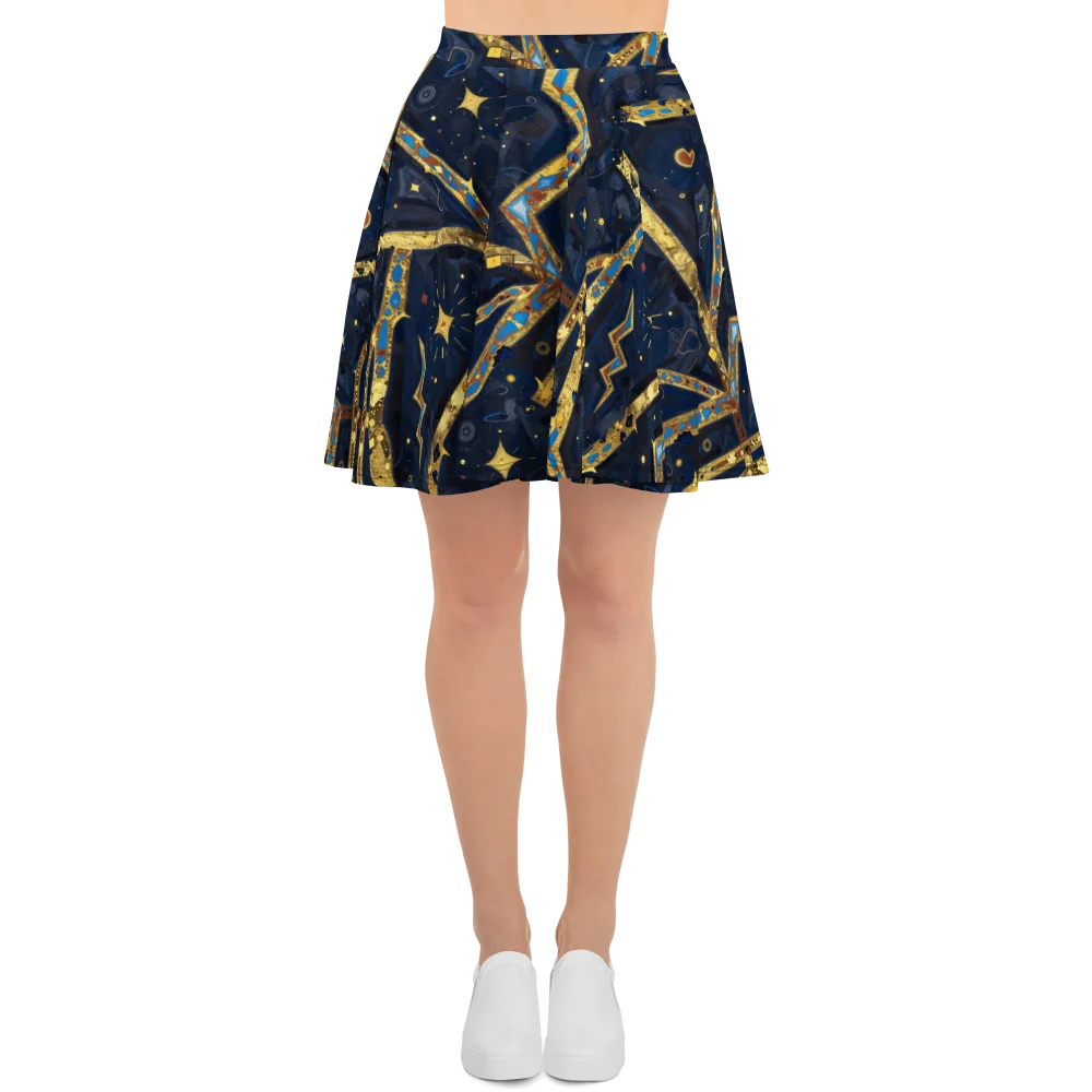 Astral Gilded Circuit on Skater Skirt — Front
