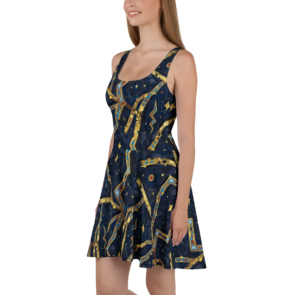 Astral Gilded Circuit on Skater Dress — Left